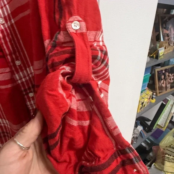 Red Plaid Women's Tunic Top - Picture 3 of 4